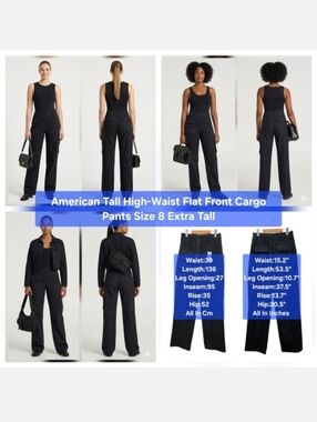 American Tall High-Waist Flat Front Cargo Pants Size 8 Extra Tall